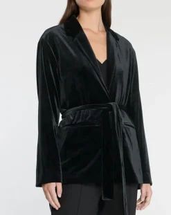 Veste blazer en Velours lisse noire
