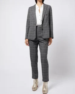 Veste blazer prince de galles lurex grise