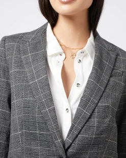 Veste blazer prince de galles lurex grise
