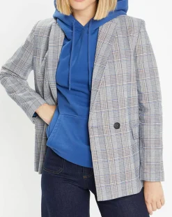 Veste blazer Rune double boutonnage imprimé Pince de Galles gris/noir