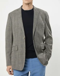 Veste Chek imprimée prince de galles beige