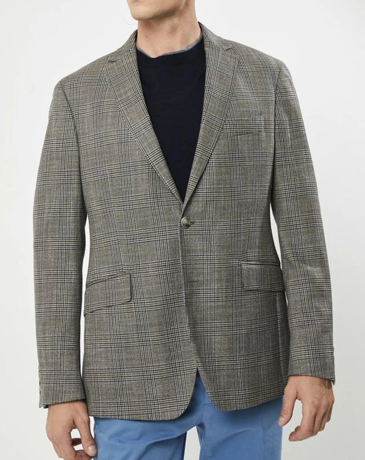 Veste Chek imprimée prince de galles beige