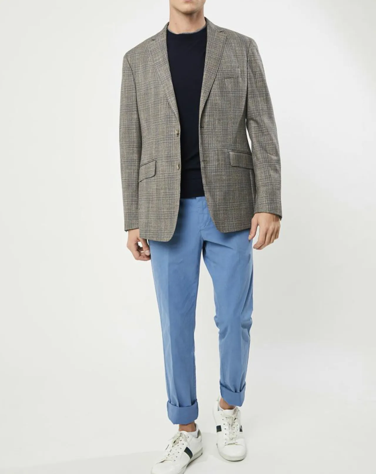 Veste Chek imprimée prince de galles beige