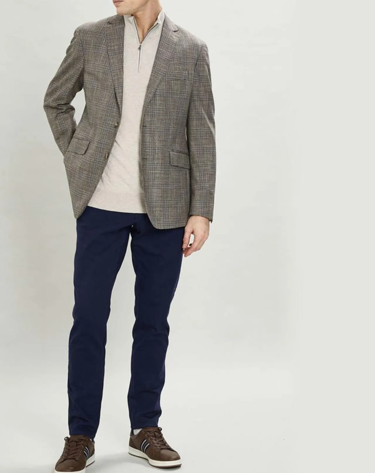 Veste Chek imprimée prince de galles beige