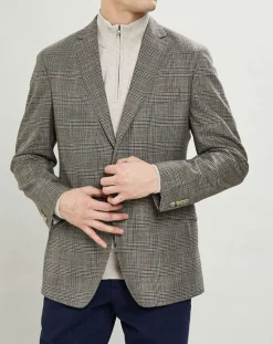 Veste Chek imprimée prince de galles beige