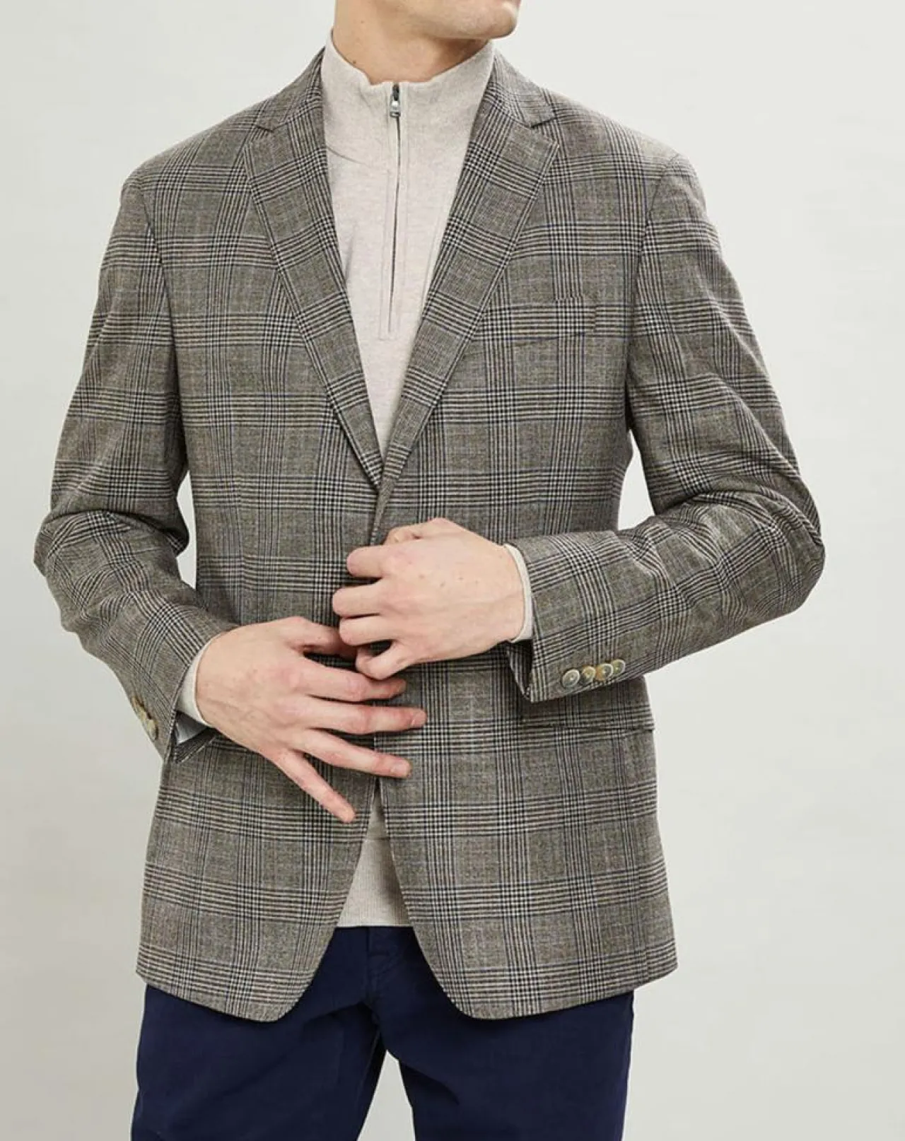 Veste Chek imprimée prince de galles beige