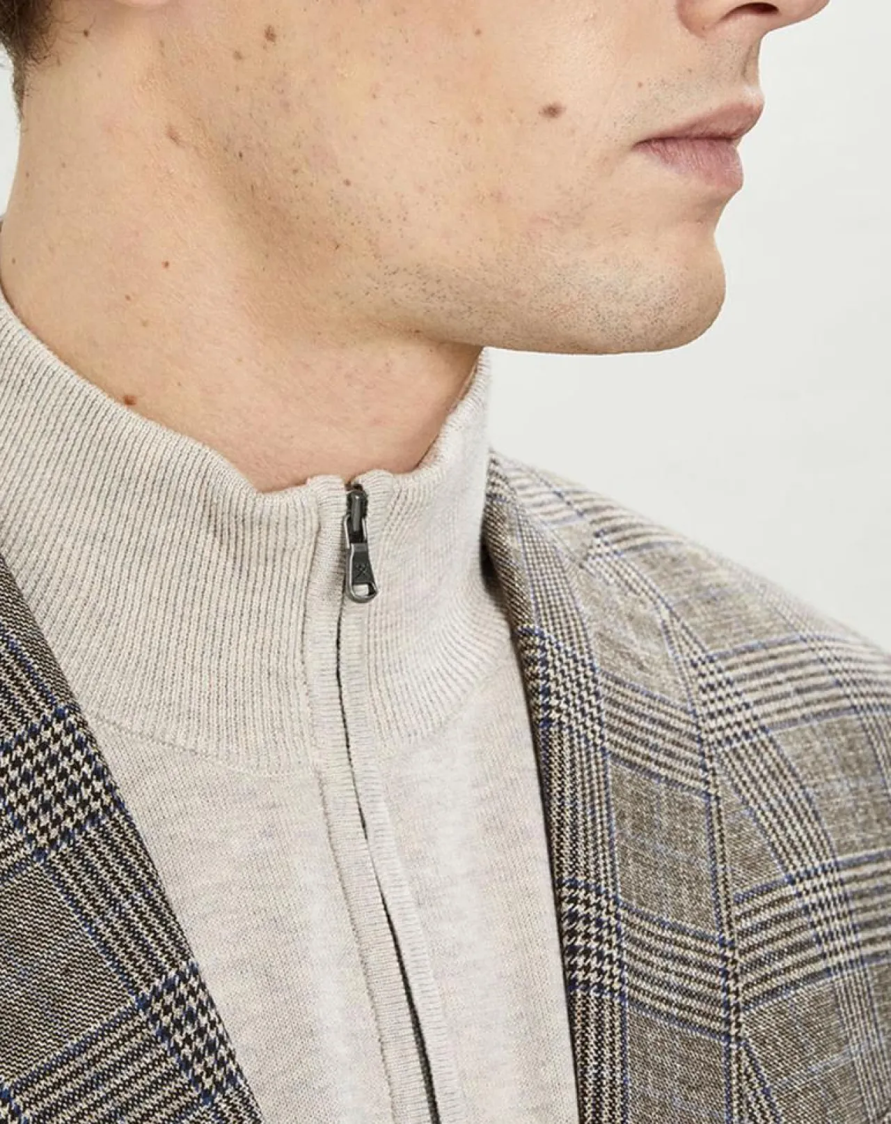 Veste Chek imprimée prince de galles beige