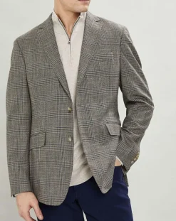 Veste Chek imprimée prince de galles beige