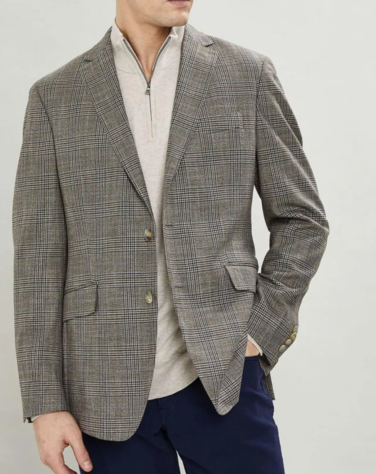 Veste Chek imprimée prince de galles beige