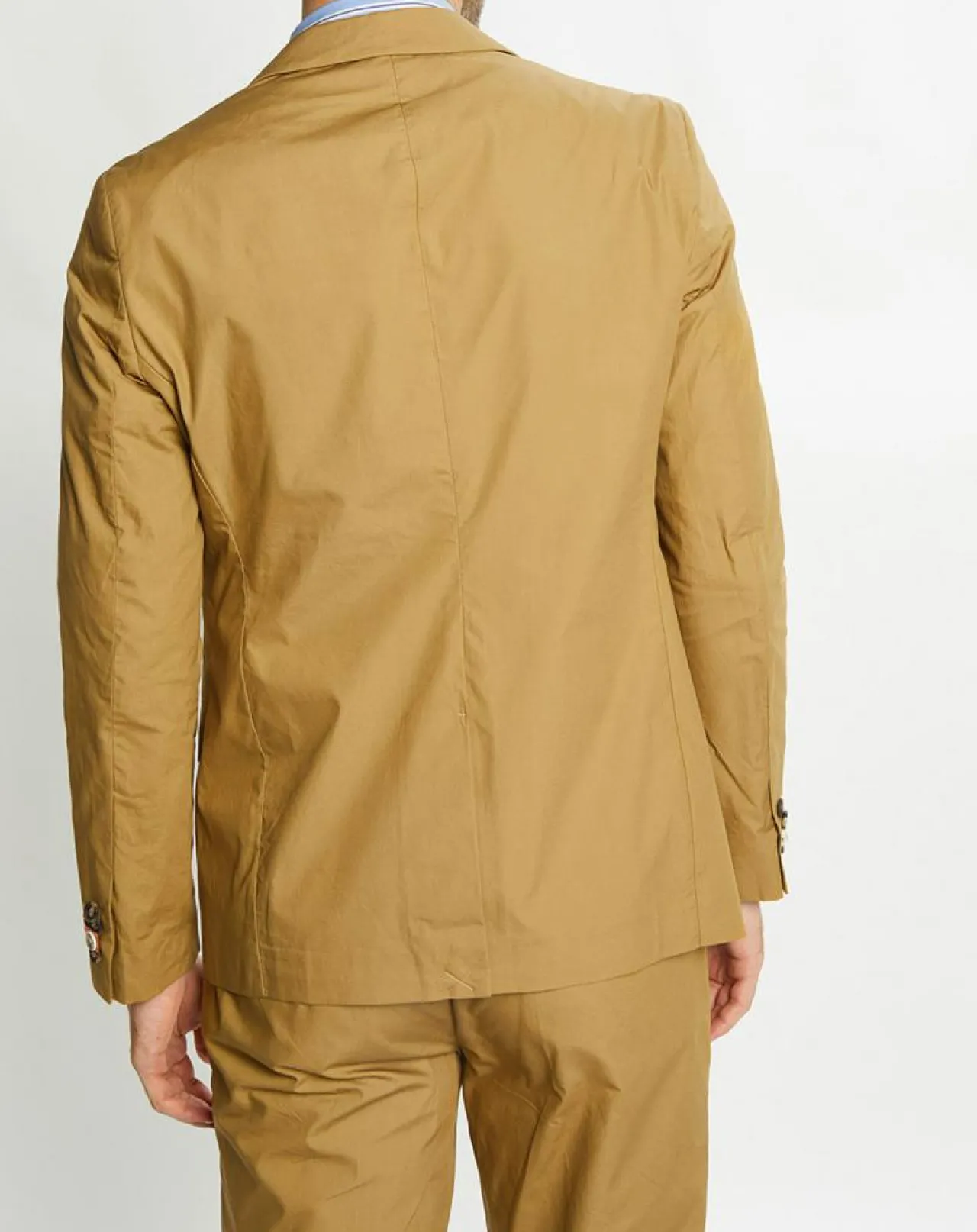 Veste Cintrée en Popeline Stretch 2 boutons camel