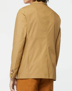 Veste Cintrée en Popeline Stretch 2 boutons camel