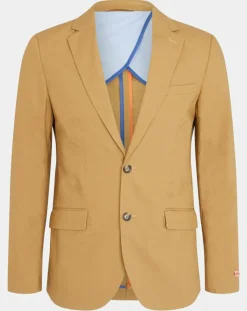 Veste Cintrée en Popeline Stretch 2 boutons camel