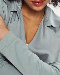 Veste courte à poche gris bleuté