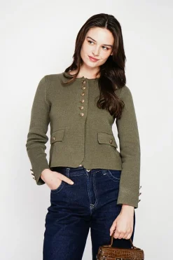 Veste courte boutonnée kaki