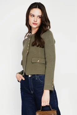 Veste courte boutonnée kaki