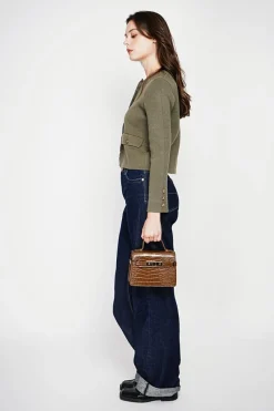 Veste courte boutonnée kaki