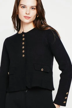 Veste courte boutonnée noire