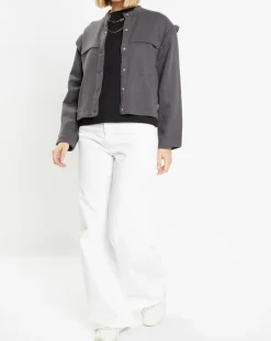 Veste courte en Coton Léonor gris foncé