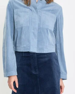 Veste courtes en Velours côtelé bleu ciel