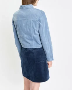 Veste courtes en Velours côtelé bleu ciel