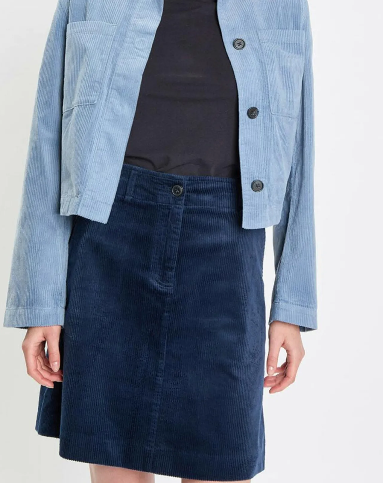 Veste courtes en Velours côtelé bleu ciel