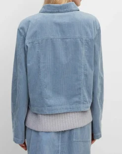 Veste courtes en Velours côtelé bleu ciel