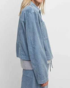 Veste courtes en Velours côtelé bleu ciel