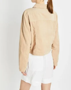 Veste courtes en Velours côtelé beige