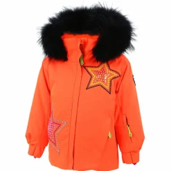 Veste de Ski Etoile col fausse fourrure orange