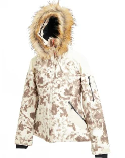 Veste de Ski Flegere imprimé col fausse fourrure vanille