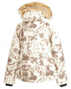 Veste de Ski Flegere imprimé col fausse fourrure vanille