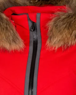Veste de ski Geod fausse fourrure rouge