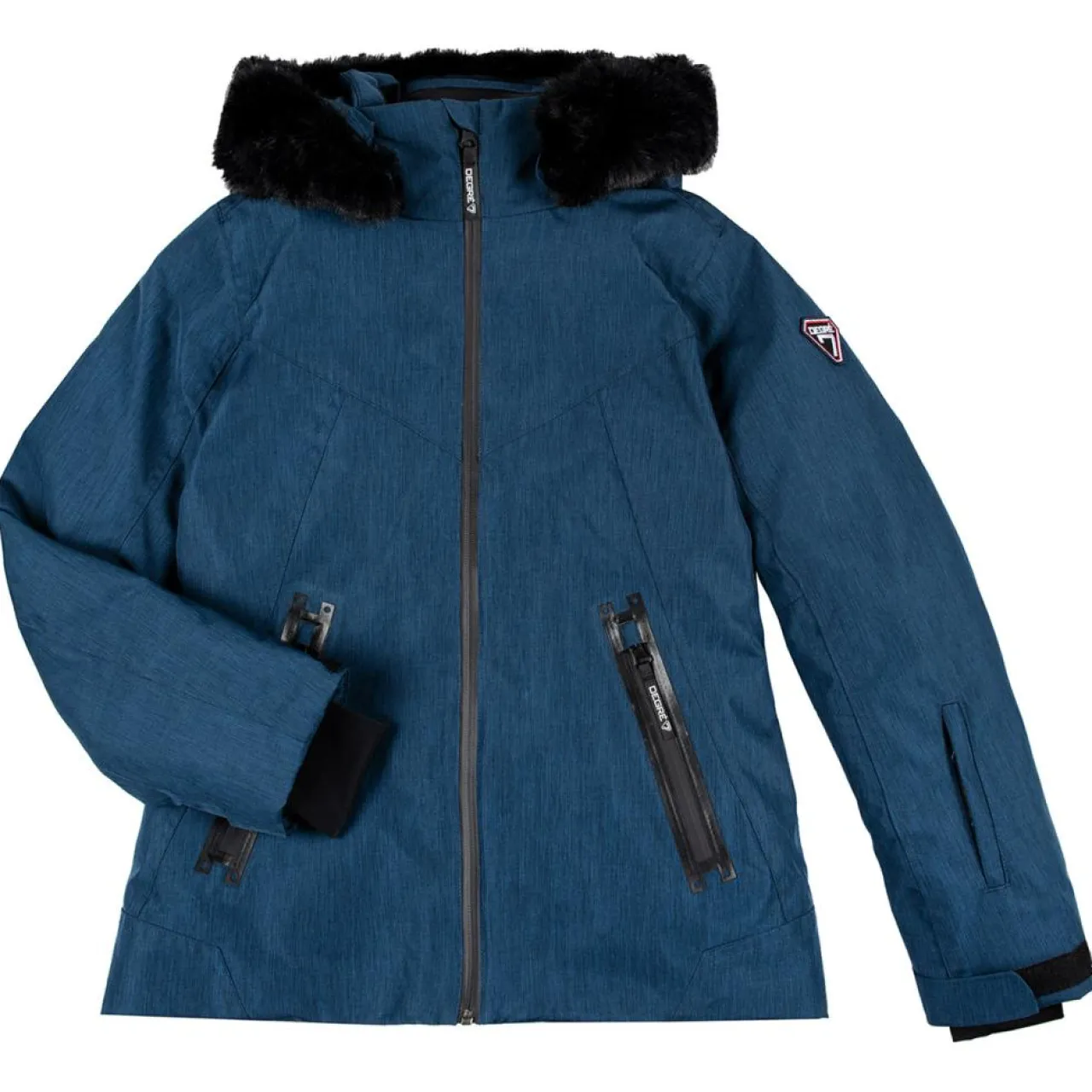 Veste de ski Geod JR fausse fourrure bleu foncé