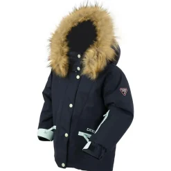 Veste de ski Mellow col fausse fourrure bleu foncé