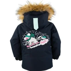 Veste de ski Mellow col fausse fourrure bleu foncé