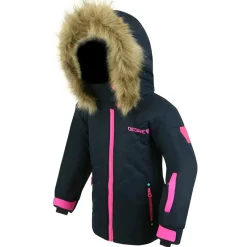 Veste de ski Pingouin col fausse fourrure bleu foncé