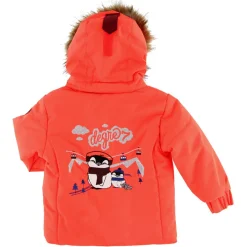 Veste de Ski Pingouin col fausse fourrure rouge orange