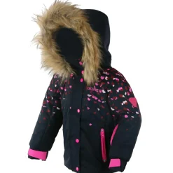Veste de ski Rose col fausse fourrure marine