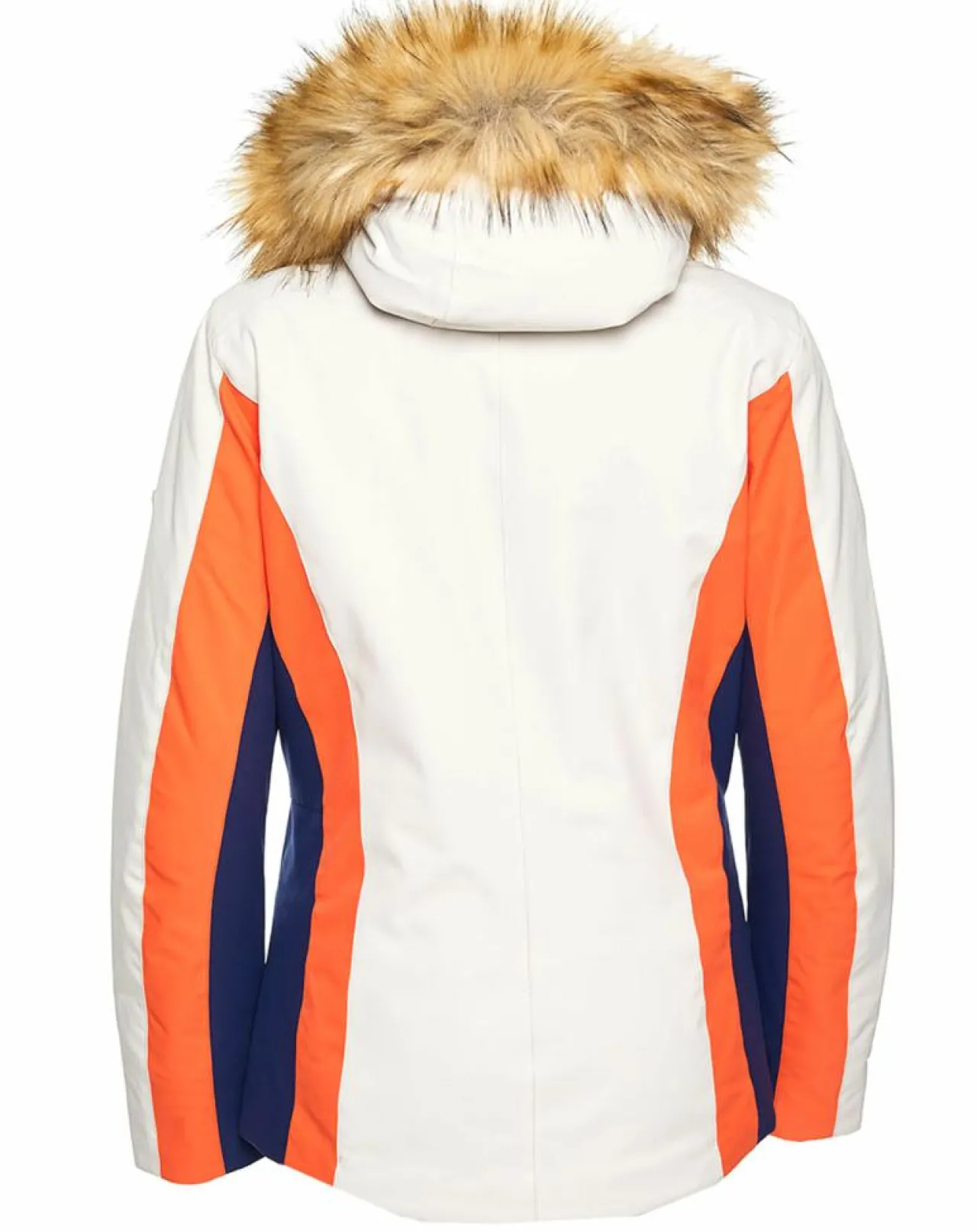 Veste de ski Sella fausse fourrure écru/orange