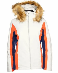 Veste de ski Sella fausse fourrure écru/orange
