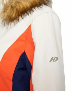 Veste de ski Sella fausse fourrure écru/orange