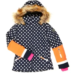 Veste de Ski Stiffy col fausse fourrure bleu foncé/orange