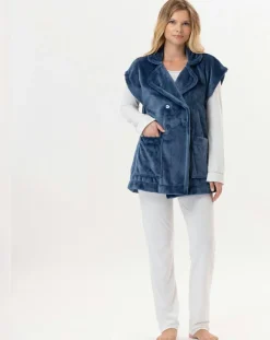 Veste d'intérieur en peluche flanelle Essentiel prusse