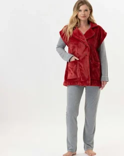 Veste d'intérieur en peluche flanelle Essentiel tomette