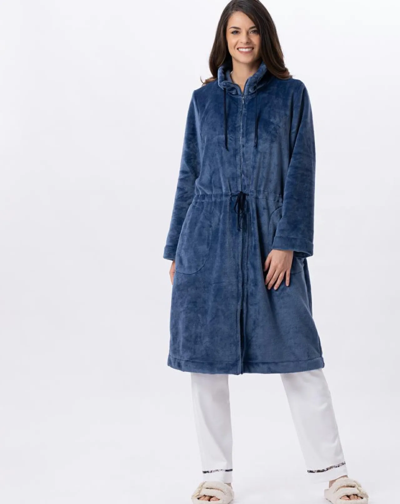 Veste d'intérieur en peluche flanelle Essentiel prusse