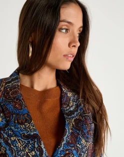 Veste Emma satinée imprimée bordeaux/bleu