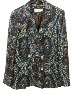Veste Emma satinée imprimée bordeaux/bleu