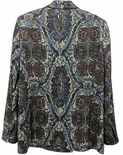 Veste Emma satinée imprimée bordeaux/bleu