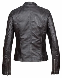 Veste en Cuir Aglae chocolat foncé