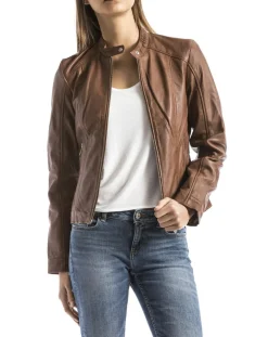 Veste en Cuir Alazeia cognac
